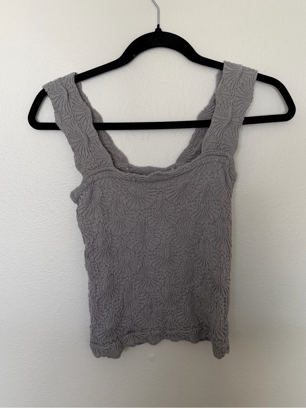 Intimately by free people Textured Square-Neck Tank Top - Gray